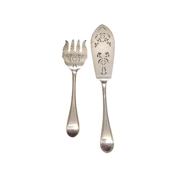 Martin Hall & Co Sheffield England Sterling Silver Fish Server & Fork set #11545 - Picture 2 of 10